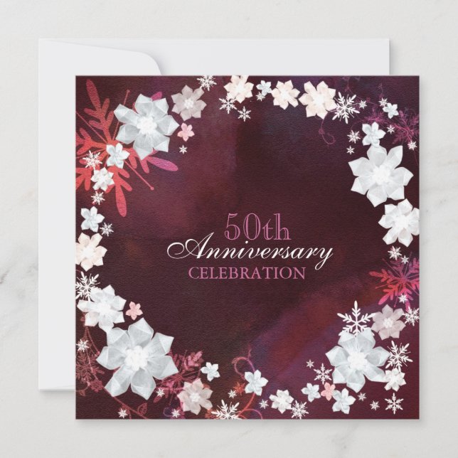 50th Winter Wedding Anniversary Party Invitation (Front)