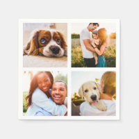 50x Serviettes Napkins 4 Photo Collage Template