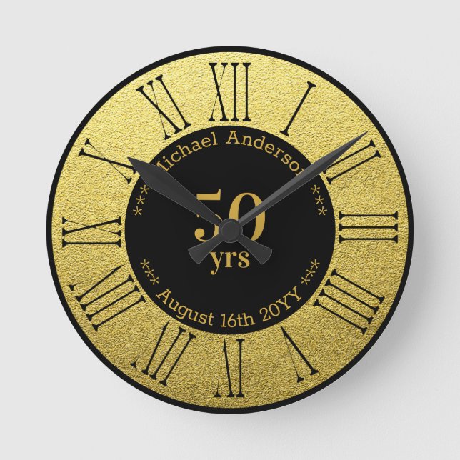50yrs Retirement or Anniversary Personalized Round Clock (Front)
