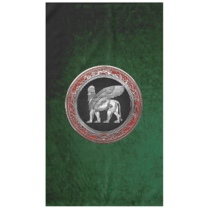 [510] Assyrian Winged Lion - Silver Lamassu Tablecloth