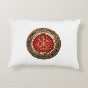 [510] Vegvisir - Viking Gold Magic Runic Compass Accent Pillow