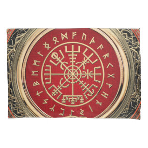 [510] Vegvisir - Viking Gold Magic Runic Compass Pillowcase