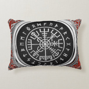 [510] Vegvisir - Viking Silver Magic Runic Compass Accent Pillow