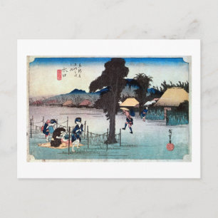 51. 水口宿, 広重 Minakuchi-juku, Hiroshige, Ukiyo-e Postcard