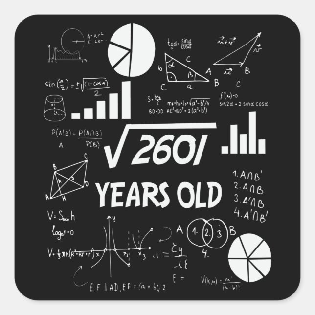  51 Year Old Bday Math Teacher 51st Birthday Gift Square Sticker (Front)