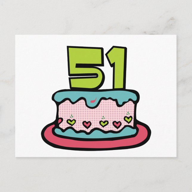 51 Year Old Birthday Cake Postcard (Front)