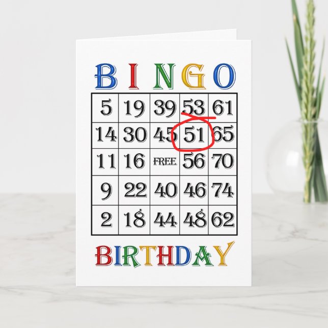 51e Anniversaire Carte de Bingo (Devant)