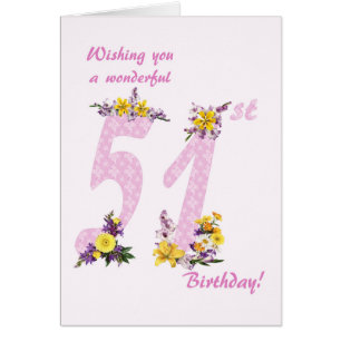 51e anniversaire Fleur Nombre décoré