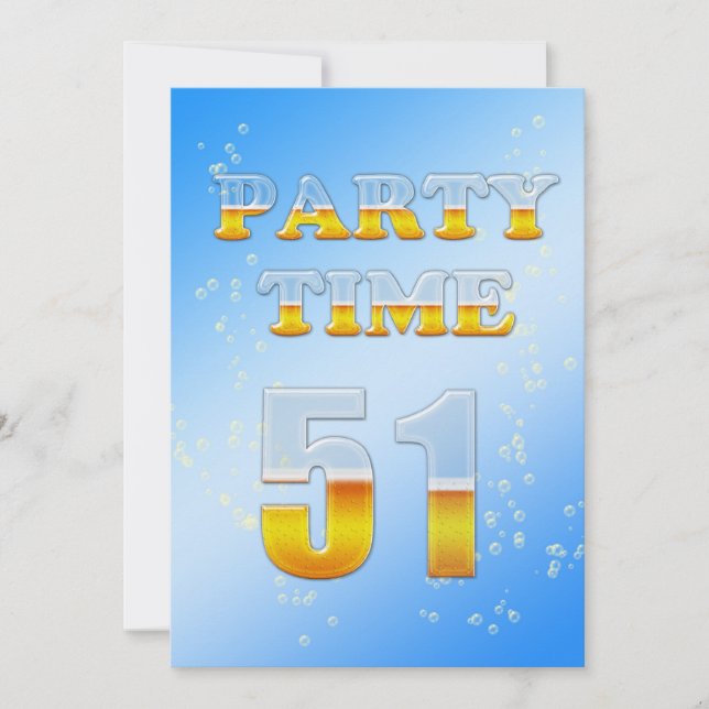 51e anniversaire invitation à la fête avec bière (Devant)