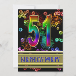 51e fête d'anniversaire Invitation avec bulles