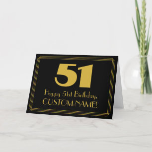 51st Birthday: Art Deco Inspired Look "51" & Name Card