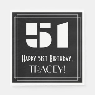 51st Birthday: Art Deco Inspired Look "51" + Name Napkin