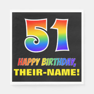51st Birthday: Bold, Fun, Simple, Rainbow 51 Napkin