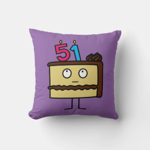 51st Birthday Cake with Candles Throw Pillow