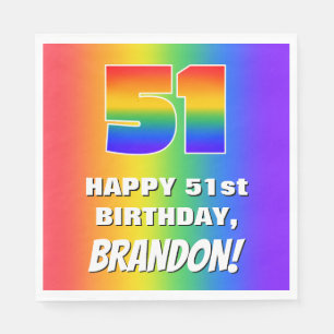 51st Birthday: Colourful, Fun Rainbow Pattern # 51 Napkin