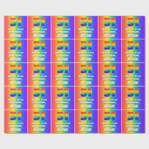 51st Birthday: Colourful, Fun Rainbow Pattern # 51 Wrapping Paper