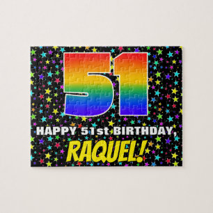 51st Birthday — Fun, Colorful Star Field Pattern Jigsaw Puzzle