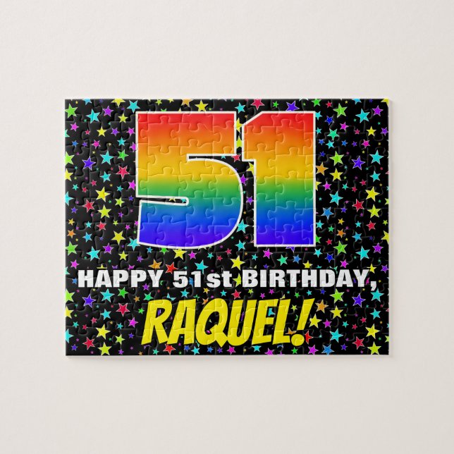 51st Birthday — Fun, Colorful Star Field Pattern Jigsaw Puzzle (Horizontal)