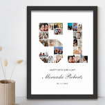 51st Birthday Number 51 Custom Photo Collage Poster<br><div class="desc">Celebrate 51st birthday with this personalized number 51 photo collage poster. This customizable gift is also perfect for wedding anniversary. It's a great way to display precious memories from your wedding and married life. The poster features a collage of photos capturing those special moments, and it can be customized with...</div>