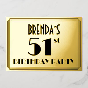 51st Birthday Party — Art Deco Look “51” + Name