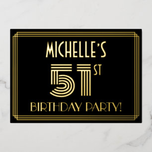 51st Birthday Party — Art Deco Style “51” + Name