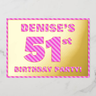 51st Birthday Party — Bold, Fun, Pink Stripes # 51