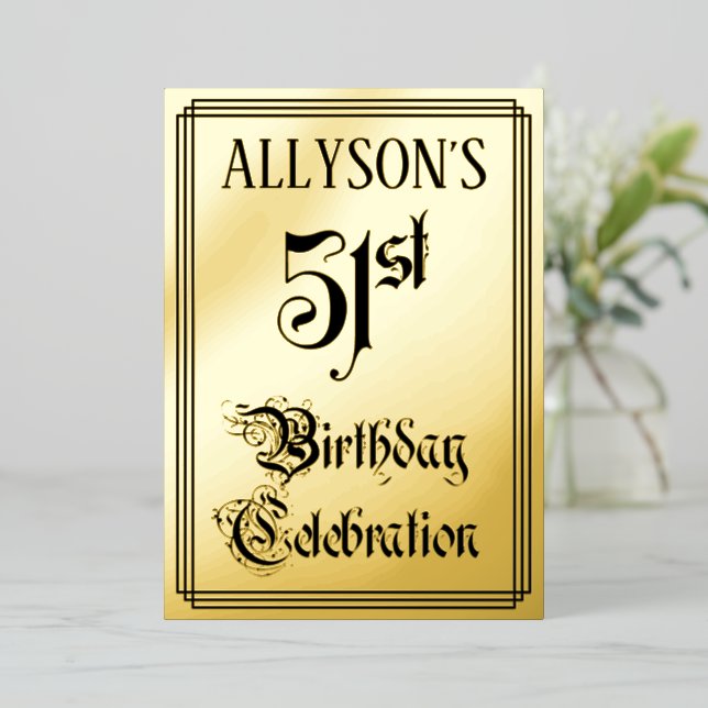 51st Birthday Party — Elegant Script + Custom Name (Standing Front)
