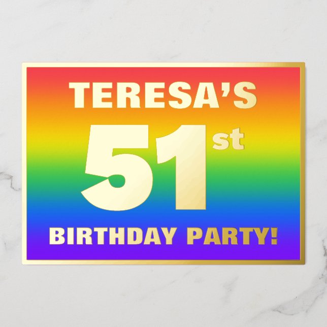 51st Birthday Party: Fun, Colourful Rainbow Patter (Front)