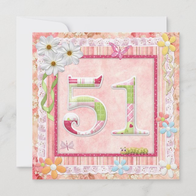 51st birthday party scrapbooking style invitation (Front)