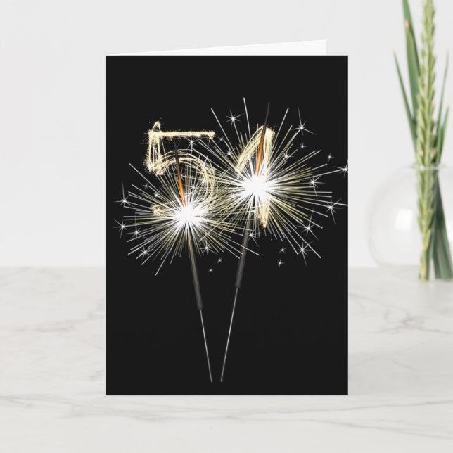51st Birthday Sparklers on Black    Card (Front)
