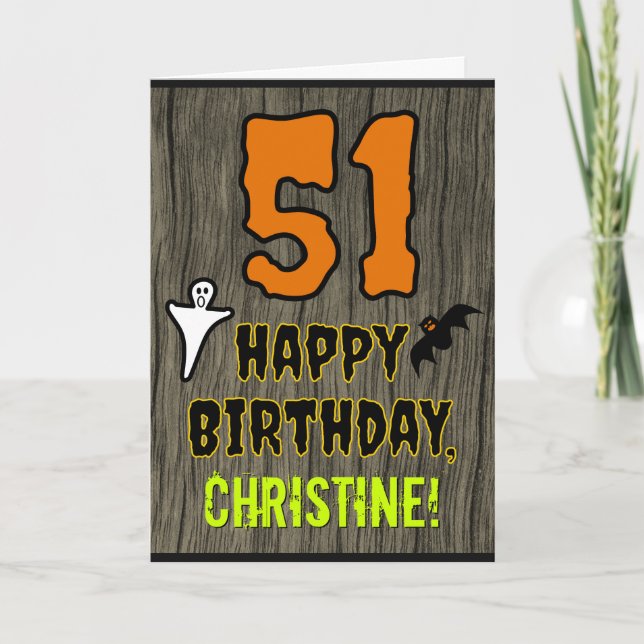 51st Birthday: Spooky Halloween Theme, Custom Name Card (Front)