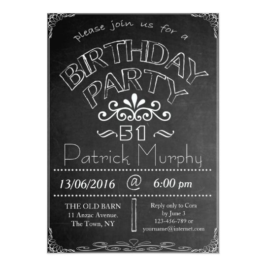 51st Chalkboard Birthday Celebration Invitation