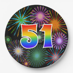 51st Event - Fun, Colourful, Bold, Rainbow 51 Paper Plate