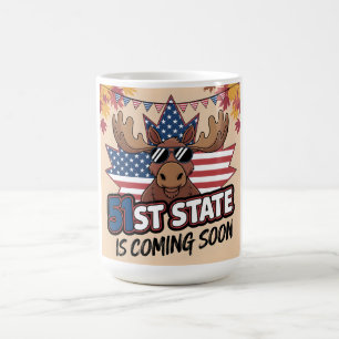 51st State Coming Soon Patriotic Moose USA Flag Magic Mug
