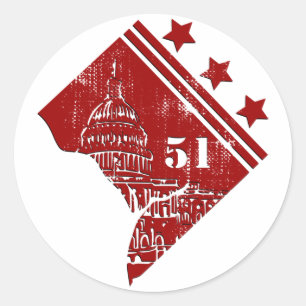51st - State of Washington DC Flag Borderline Classic Round Sticker