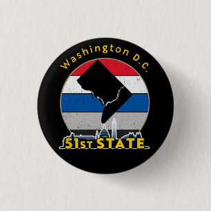 51st State: Statehood for Washington, DC 1 Inch Round Button