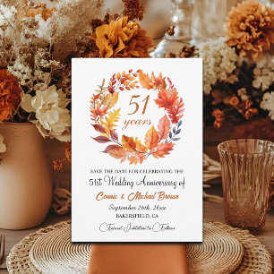 51st Wedding Anniversary Elegant Fall Floral Save The Date