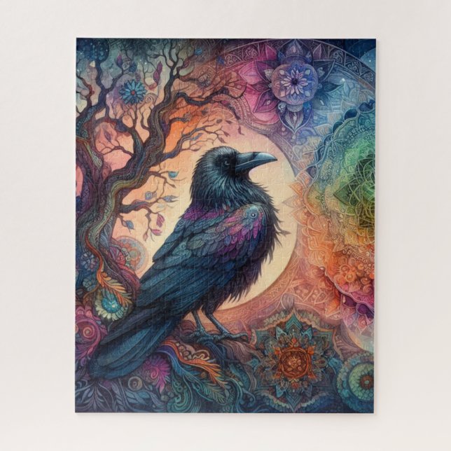 520 Pieces Crow Tree of Life Mandala Pagan  Jigsaw Puzzle (Vertical)
