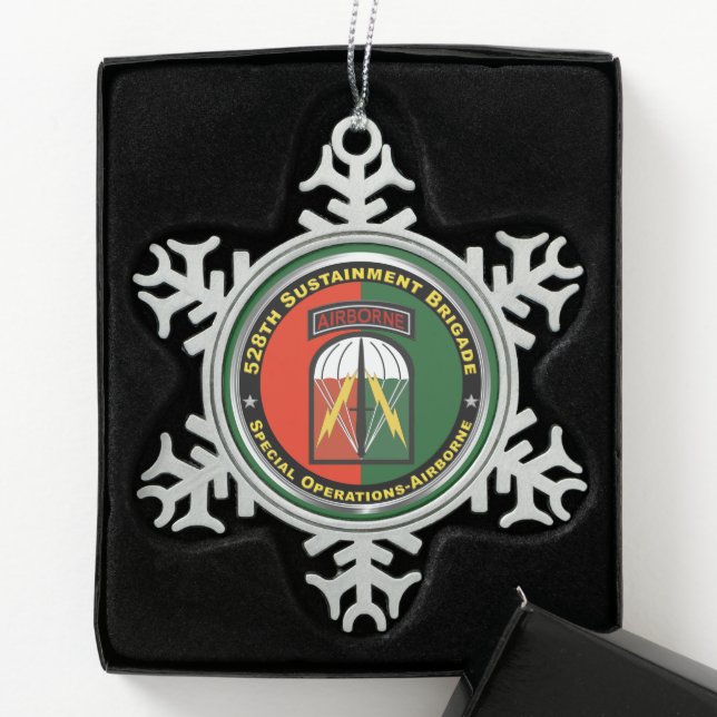 528th Sustainment Brigade  Snowflake Pewter Christmas Ornament (Box)