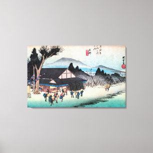 52. 石部宿, 広重 Ishibe-juku, Hiroshige, Ukiyo-e Canvas Print
