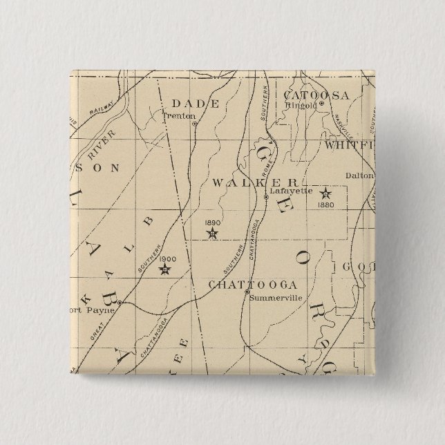 52 Centre Negro population 1880-1900 2 Inch Square Button (Front)