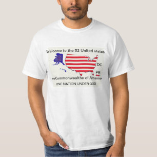 52 ÉTATS SOUS le T-shirt d'un DIEU