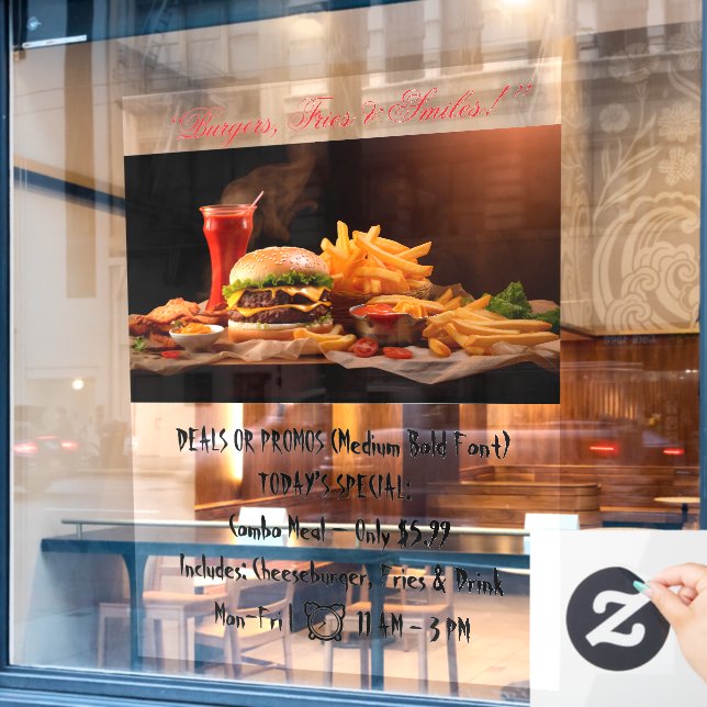 52" x 72" Fast Food Window Cling (Cafe Window)
