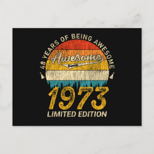 52 Year Old 1973 Retro Awesome 52nd Birthday Gift Postcard