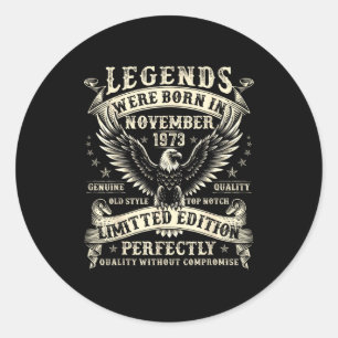52 Year Old Bday For Men 52nd Birthday November 19 Classic Round Sticker