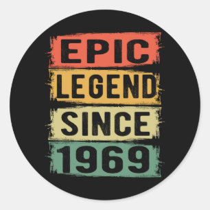 52 Years Old Bday 1969 Epic Legend 53rd Birthday Classic Round Sticker