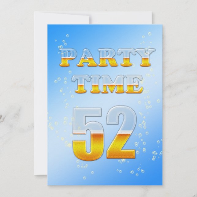 52e anniversaire invitation à la fête avec bière (Devant)