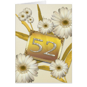52e carte d'anniversaire avec marguerites.