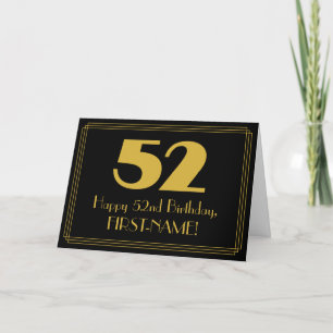 52nd Birthday: Art Deco Inspired Look "52" & Name Card