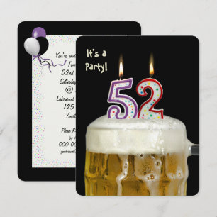 52nd Birthday Beer Party Invitation
